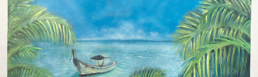 Bandeau d'une fresque paradisiaque en extérieur